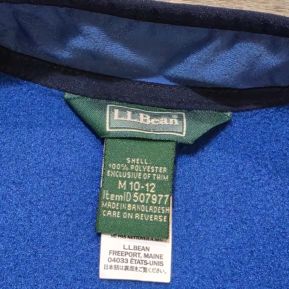 L L Bean Mountain Clasic Fleece Vest Kids Youth Size 10-12 Blue Unisex - Picture 5 of 6